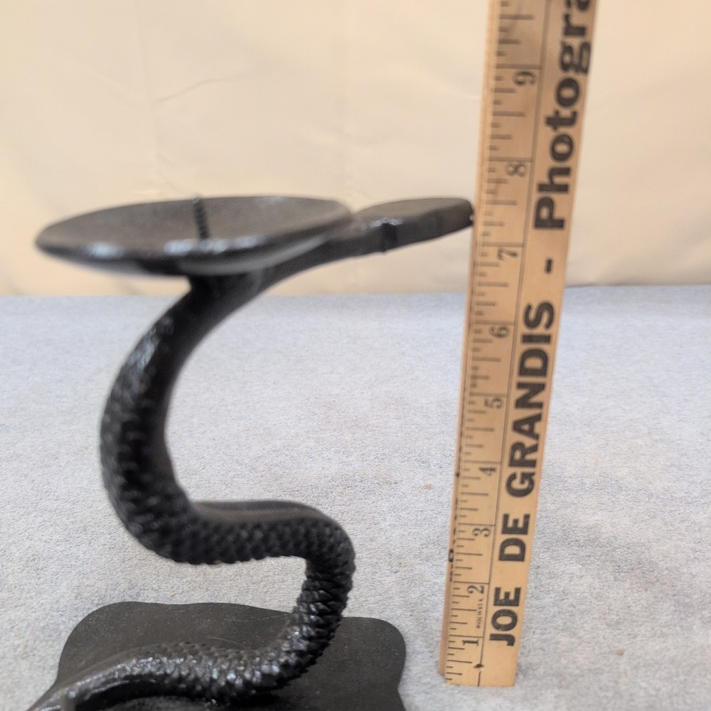Cast Iron Snake Candle Holder Textured Black Serpent Cobra Gothic Decor - Picture 5 of 6